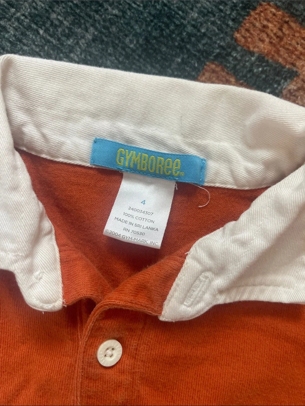 Vintage Gymboree Boys' Orange & Navy Rugby Polo Shirt